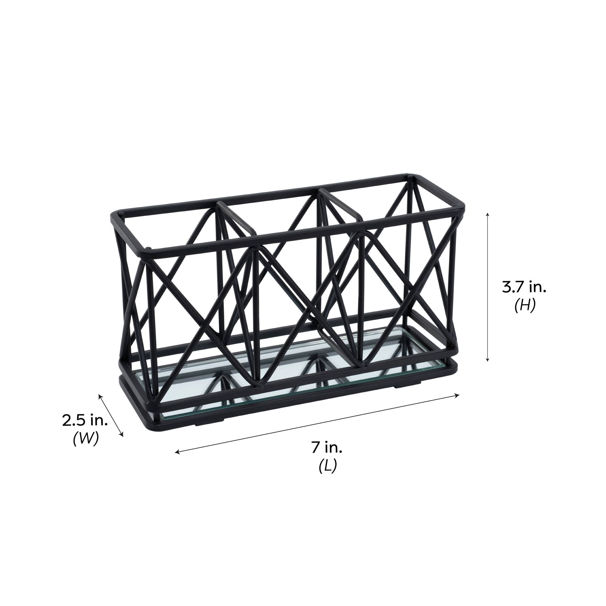 Home Details 3-Compartment Cosmetic Brush & Pencil Holder
